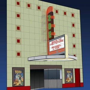 Cartoon Drawing of the historic Zoe theater